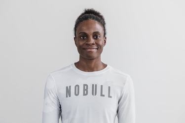 Nobull Women's Long Sleeves White Camo | Australia (UZ1285)